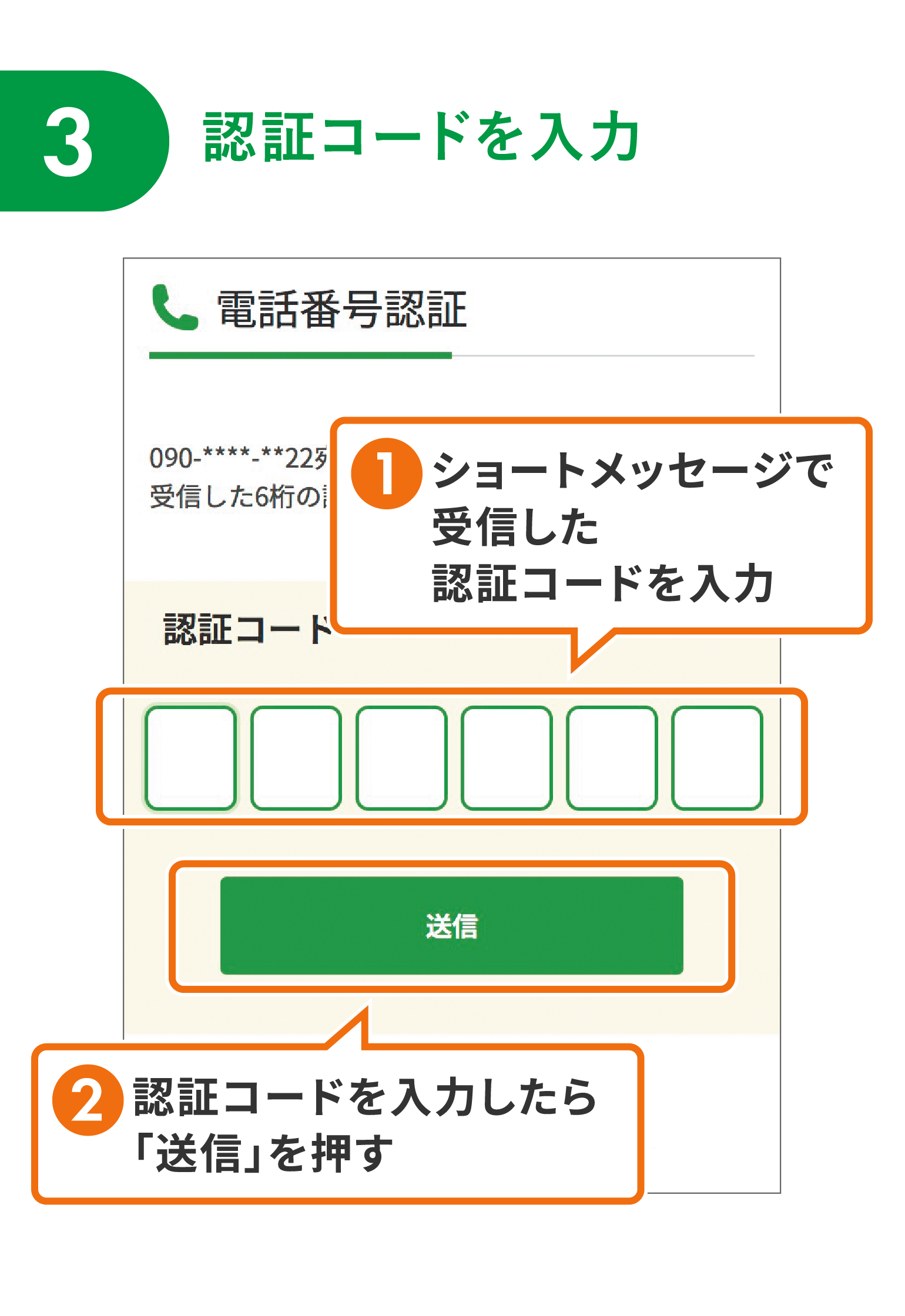 【3】認証コードを入力