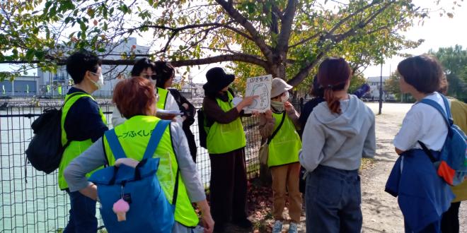 芳賀池付近の被害について地図で説明していただきました。