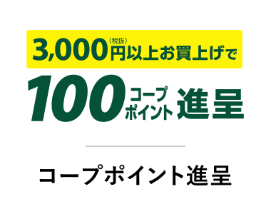 3,000円以上お買上げで100コープポイント進呈